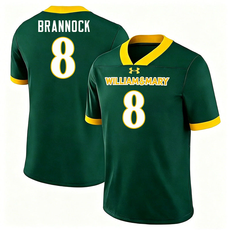 William & Mary Tribe #8 Noah Brannock College Football Jerseys,Uniforms-Green